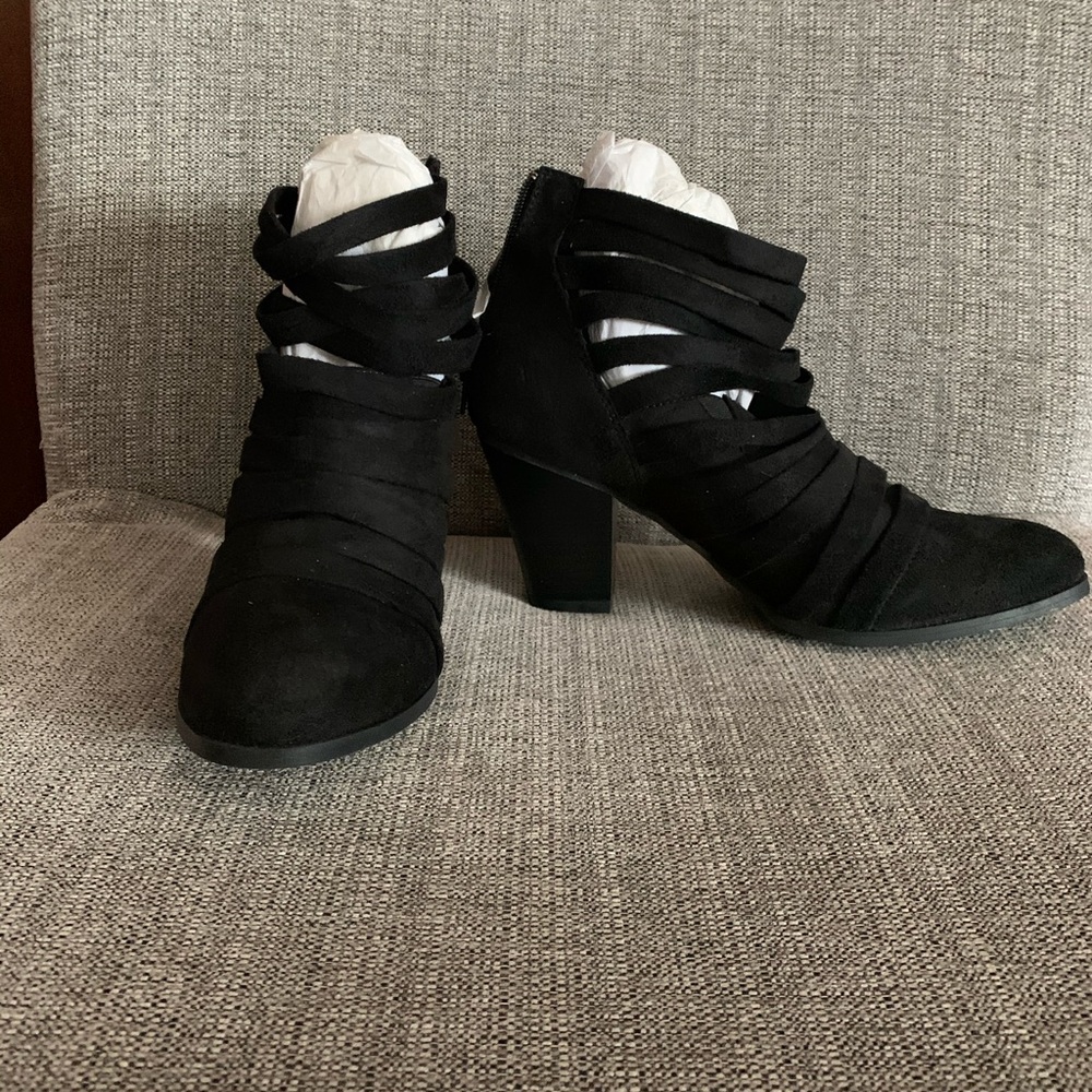 Strappy Black ankle booty